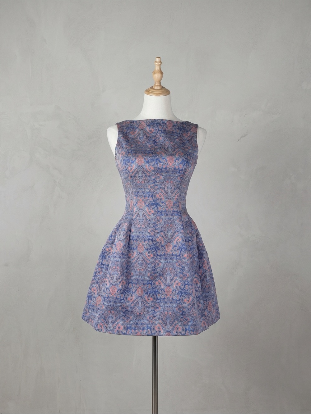Zara Structured Fit-and-Flare Mini Dress Periwinkle Paisley | XS